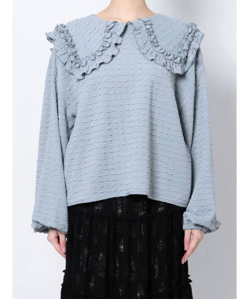 merry jenny(メリージェニー)の「くしゅくしゅフリルカラーtops(Tシャツ/カットソー・レディース・アイボリー/ブラック/ブルー・FREE)」の19枚目の写真