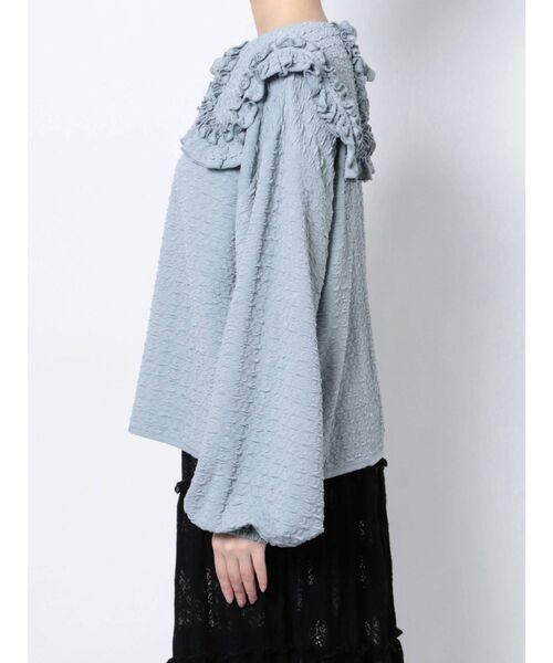 merry jenny(メリージェニー)の「くしゅくしゅフリルカラーtops(Tシャツ/カットソー・レディース・アイボリー/ブラック/ブルー・FREE)」の20枚目の写真