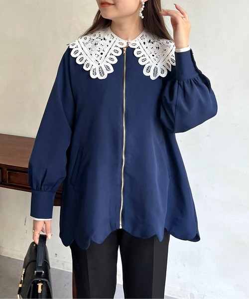 prose verse（プロズヴェール）の「スカラップラグランミドルコート（その他アウター・レディース・ブラック/オフホワイト/ネイビー・ﾌﾘ-）」の3枚目の写真