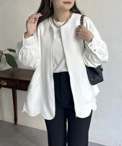 prose verse（プロズヴェール）の「スカラップラグランミドルコート（その他アウター・レディース・ブラック/オフホワイト/ネイビー・ﾌﾘ-）」の5枚目の写真