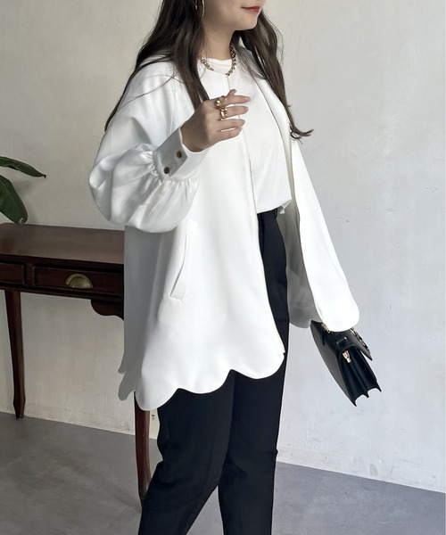 prose verse（プロズヴェール）の「スカラップラグランミドルコート（その他アウター・レディース・ブラック/オフホワイト/ネイビー・ﾌﾘ-）」の9枚目の写真