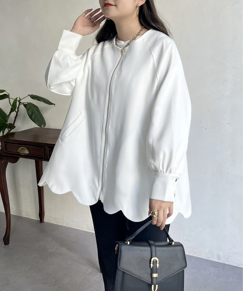 prose verse（プロズヴェール）の「スカラップラグランミドルコート（その他アウター・レディース・ブラック/オフホワイト/ネイビー・ﾌﾘ-）」の10枚目の写真