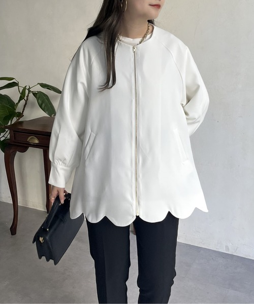 prose verse（プロズヴェール）の「スカラップラグランミドルコート（その他アウター・レディース・ブラック/オフホワイト/ネイビー・ﾌﾘ-）」の11枚目の写真