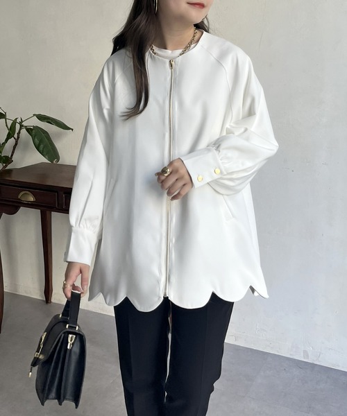 prose verse（プロズヴェール）の「スカラップラグランミドルコート（その他アウター・レディース・ブラック/オフホワイト/ネイビー・ﾌﾘ-）」の12枚目の写真