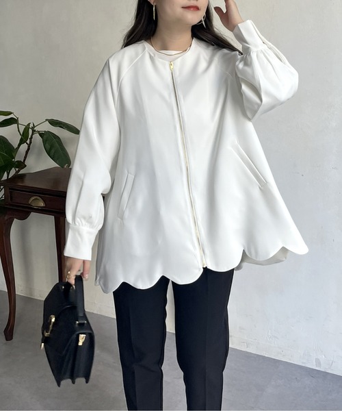 prose verse（プロズヴェール）の「スカラップラグランミドルコート（その他アウター・レディース・ブラック/オフホワイト/ネイビー・ﾌﾘ-）」の14枚目の写真