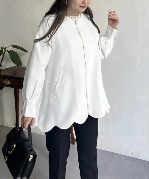 prose verse（プロズヴェール）の「スカラップラグランミドルコート（その他アウター・レディース・ブラック/オフホワイト/ネイビー・ﾌﾘ-）」の15枚目の写真