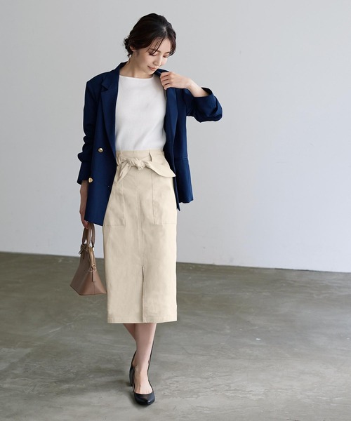 KOBE LETTUCE（コウベレタス）の「[ 選べるサイズ/丈 ] 走れるストレッチタイトスカート（スカート・レディース・ホワイト系/ネイビー系1/ホワイト系1/ブルー系その他2/ブラック/チャコール/ブラウン系/グリーン系/グレー系/ブルー系その他/グリーン/ブラック系/モカ/ネイビー系/オレンジ系1/ライトグリーン系1/オレンジ系/ライトグリーン系/ベージュ系/グレー/ブルー系その他5/グレー系その他/ブルー系その他4/ベージュ/カーキ/ブラウン系1・L/M1/L1/L2/M2/M/2/1）」の2枚目の写真