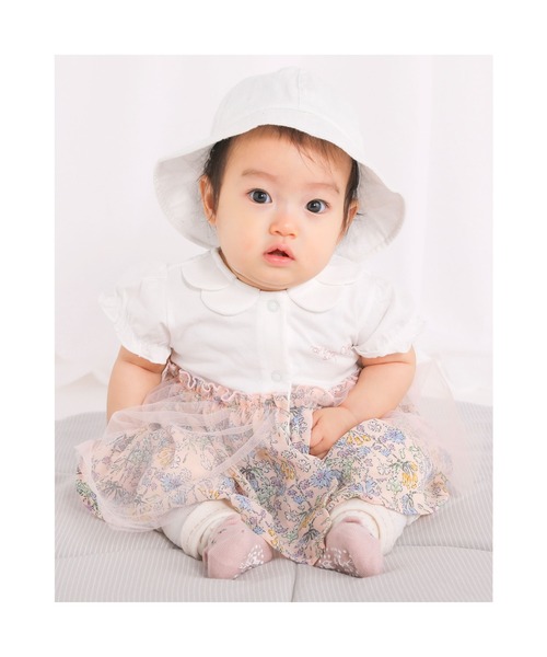 SLAP SLIP BABY（スラップスリップベビー）の「SLAPSLIPBABY/コットン花柄リボン付きハットベビー(44~48cm)（ハット・キッズ・オフホワイト/ピンク・ONESIZE）」の17枚目の写真