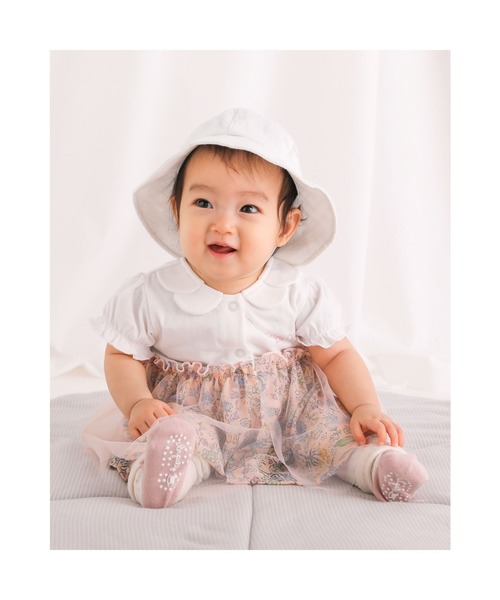 SLAP SLIP BABY（スラップスリップベビー）の「SLAPSLIPBABY/コットン花柄リボン付きハットベビー(44~48cm)（ハット・キッズ・オフホワイト/ピンク・ONESIZE）」の9枚目の写真