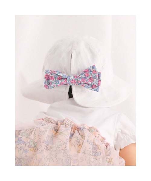 SLAP SLIP BABY（スラップスリップベビー）の「SLAPSLIPBABY/コットン花柄リボン付きハットベビー(44~48cm)（ハット・キッズ・オフホワイト/ピンク・ONESIZE）」の7枚目の写真