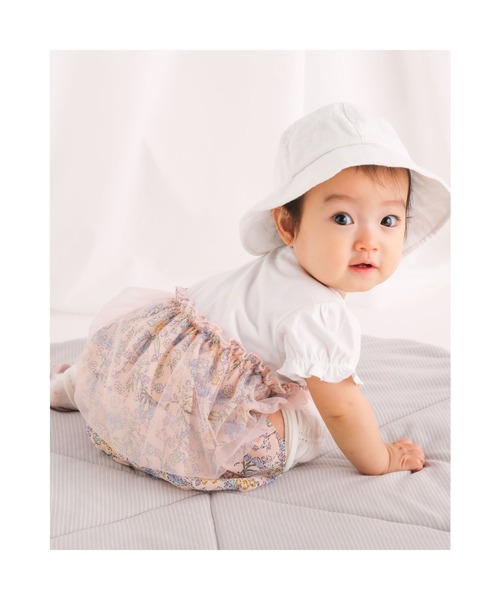 SLAP SLIP BABY（スラップスリップベビー）の「SLAPSLIPBABY/コットン花柄リボン付きハットベビー(44~48cm)（ハット・キッズ・オフホワイト/ピンク・ONESIZE）」の5枚目の写真