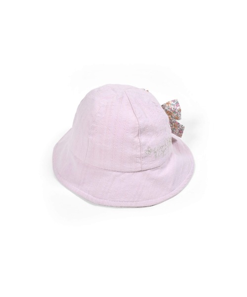 SLAP SLIP BABY（スラップスリップベビー）の「SLAPSLIPBABY/コットン花柄リボン付きハットベビー(44~48cm)（ハット・キッズ・オフホワイト/ピンク・ONESIZE）」の8枚目の写真