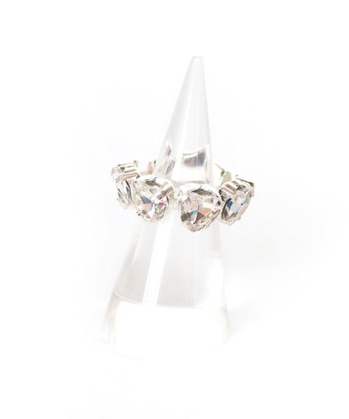 Casselini（キャセリーニ）の「Casselini(キャセリーニ)ハートビジューリング（リング・レディース・ブラック/グリーン/クリア・FREE）」の4枚目の写真