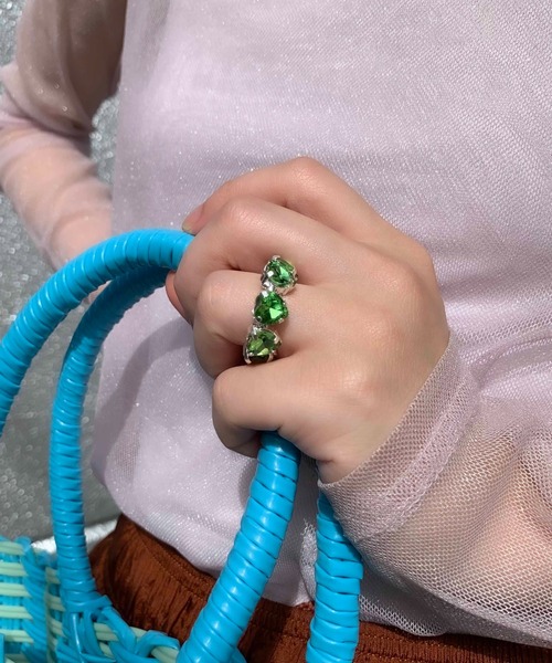 Casselini（キャセリーニ）の「Casselini(キャセリーニ)ハートビジューリング（リング・レディース・ブラック/グリーン/クリア・FREE）」の18枚目の写真