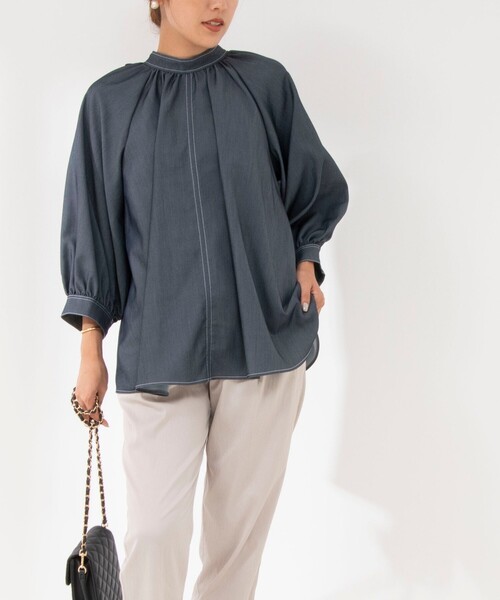 セール】2WAYデニムライクリボンタイブラウス（シャツ/ブラウス
