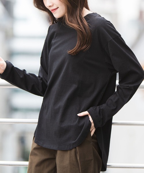 machatt ラウンドヘムロンT【BRO】 ROOP TOKYO tシャツ ラウンドヘム ロング丈長袖Tシャツ