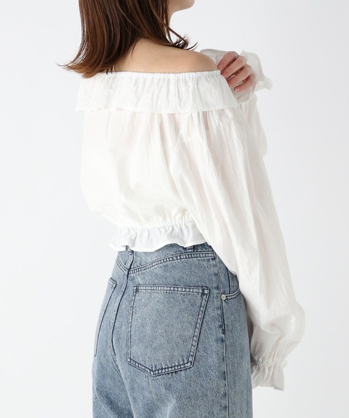ブラウス シャツ ショートスリーブフリルブラウス レディース Heather（ヘザー）の「ドットフリルブラウスショートスリーブ