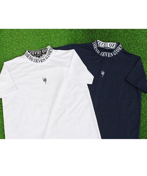 GIORNO SEVEN（ジョルノセブン）の「吸汗速乾ドライメッシュ リブロゴ ゴルフ 上下セットアップ モックネック ハーフパンツ ゴルフウェア メンズ（ゴルフグッズ・メンズ・ホワイト/ネイビー・L/XL/3XL/M/XXL）」の9枚目の写真