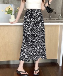 小花柄Aラインフレアロングスカート