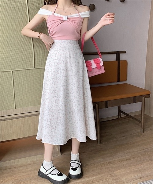 FREE STYLISTS(フリー スタイリスト)の「小花柄Aラインフレアロングスカート(スカート・レディース・ブラック/ライトイエロー/ブルー/ピンク・FREE)」の20枚目の写真