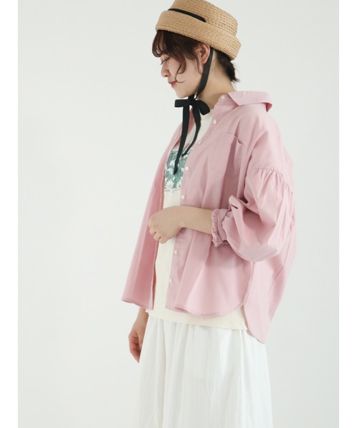 Samansa Mos2（サマンサ モスモス）の「柄アソート大きめ襟シャツ（シャツ/ブラウス・レディース・チャコール/ピンク/ブルー/オフホワイト・ﾌﾘ-）」の4枚目の写真