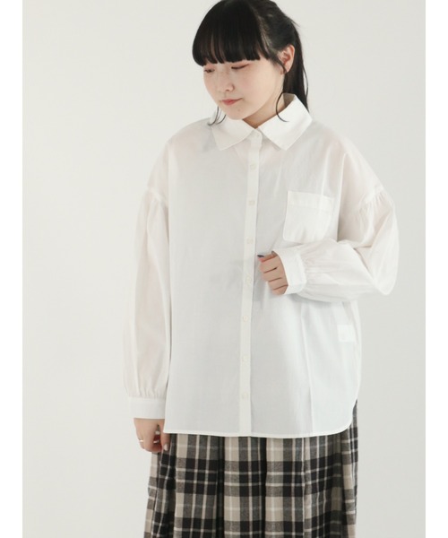 Samansa Mos2（サマンサ モスモス）の「柄アソート大きめ襟シャツ（シャツ/ブラウス・レディース・チャコール/ピンク/ブルー/オフホワイト・ﾌﾘ-）」の8枚目の写真