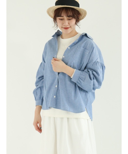 Samansa Mos2（サマンサ モスモス）の「柄アソート大きめ襟シャツ（シャツ/ブラウス・レディース・チャコール/ピンク/ブルー/オフホワイト・ﾌﾘ-）」の15枚目の写真