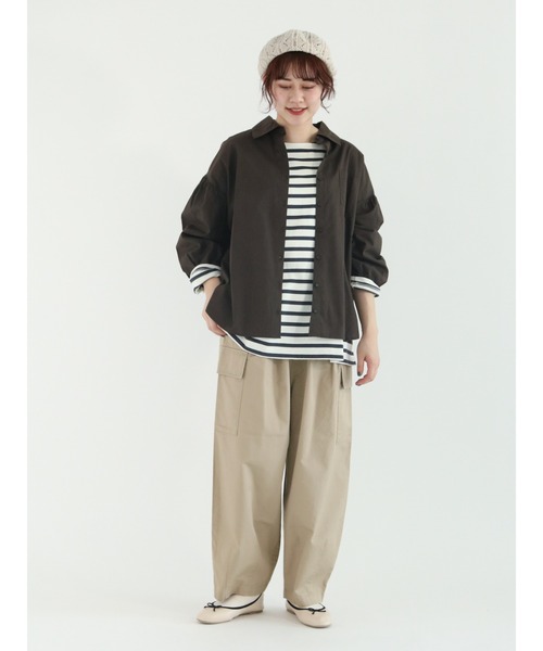 Samansa Mos2（サマンサ モスモス）の「柄アソート大きめ襟シャツ（シャツ/ブラウス・レディース・チャコール/ピンク/ブルー/オフホワイト・ﾌﾘ-）」の16枚目の写真