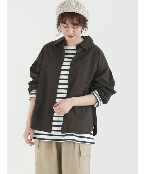 Samansa Mos2（サマンサ モスモス）の「柄アソート大きめ襟シャツ（シャツ/ブラウス・レディース・チャコール/ピンク/ブルー/オフホワイト・ﾌﾘ-）」の19枚目の写真