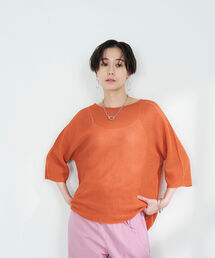 《手洗い可能》ウォッシャブルペーパーヤーンカノコプルオーバーニット