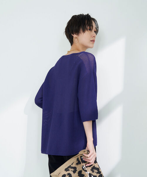 NOLLEY’S（ノーリーズ）の「《手洗い可能》ウォッシャブルペーパーヤーンカノコプルオーバーニット（ニット/セーター・レディース・パープル/ブラック/ホワイト/オレンジ・FREE）」の18枚目の写真