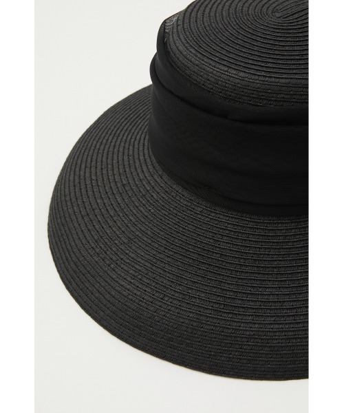 rienda(リエンダ)の「チュールボリュームリボンブレードハット(ハット・レディース・ブラック/ホワイト・FREE)」の5枚目の写真