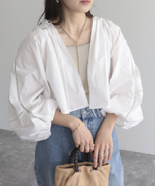 fredy emue(フレディエミュ)の「【fredyemueフレディエミュ】レースボリュームボレロシャツ(シャツ/ブラウス・レディース・ブラック/オフホワイト・38)」の13枚目の写真