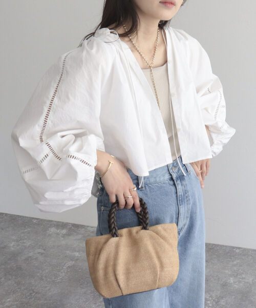 fredy emue(フレディエミュ)の「【fredyemueフレディエミュ】レースボリュームボレロシャツ(シャツ/ブラウス・レディース・ブラック/オフホワイト・38)」の14枚目の写真