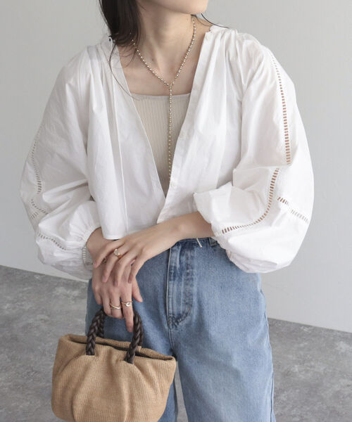 fredy emue(フレディエミュ)の「【fredyemueフレディエミュ】レースボリュームボレロシャツ(シャツ/ブラウス・レディース・ブラック/オフホワイト・38)」の16枚目の写真