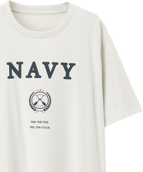 NAVY(ネイビー)の「ロゴプリント半袖Tシャツ(Tシャツ/カットソー・メンズ・ライトカーキ/チャコール/ホワイト系1/グレー系1/ブラック/ホワイト/ネイビー/グレー・M/L/XL)」の5枚目の写真