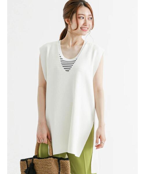 Te chichi（テチチ）の「アメリカンスリーブタンクトップ（タンクトップ・レディース・ベージュ/オフホワイト/ブラック・ﾌﾘ-）」の8枚目の写真