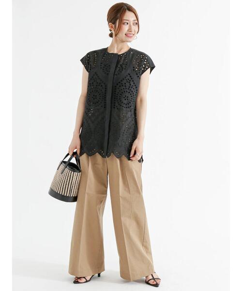 Te chichi（テチチ）の「リネン混ワイドバギーパンツ（その他パンツ・レディース・カーキ/グレー/ベージュ・F）」の7枚目の写真