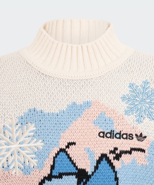 adidas クリスマスニット　総絵柄　アクリル　トレフォイル　オリジナルス　M adidas（アディダス）の「クリスマス セーター / アディダスオリジナル