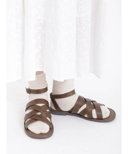 Samansa Mos2（サマンサ モスモス）の「オブリークトゥクロスサンダル（サンダル・レディース・ブラウン/ブラック・L/M）」の2枚目の写真