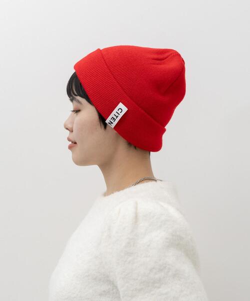CITEN（シテン）の「＜CITEN＞ロゴ ビーニー ニットキャップ（ニットキャップ/ビーニー・レディース・イエロー/レッド/ライトグレー/ブラック・FREE）」の4枚目の写真