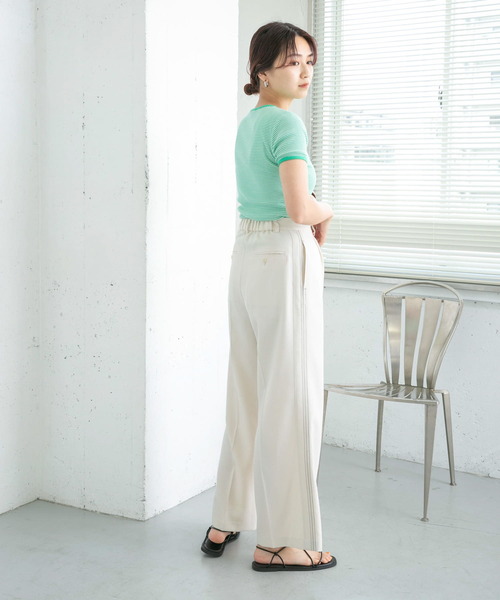 KBF（ケイビーエフ）の「サイドステッチラインパンツ（その他パンツ・レディース・グレー系その他/アイボリー/チャコールグレー・ONE）」の8枚目の写真