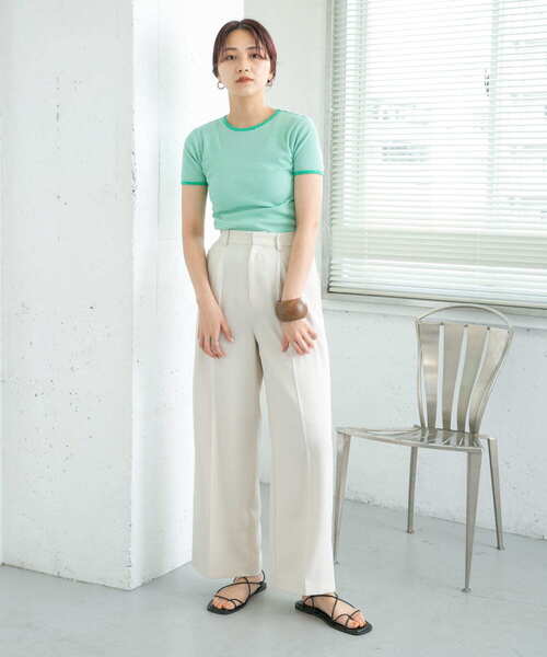 KBF（ケイビーエフ）の「サイドステッチラインパンツ（その他パンツ・レディース・グレー系その他/アイボリー/チャコールグレー・ONE）」の9枚目の写真