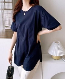 nissen | 綿１００％　ゆるシルエットラウンドへムチュニック(Tシャツ/カットソー)