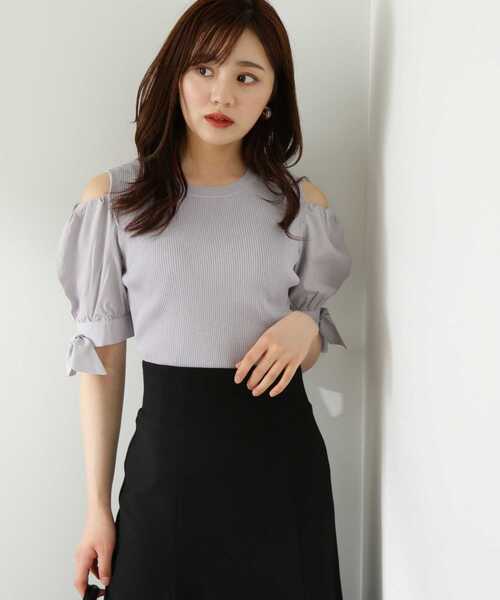 PROPORTION BODY DRESSING（プロポーションボディドレッシング）の「肩あきリボンニット / 1213270701（ニット/セーター・レディース・オフホワイト/グレー/ダークグレー・FREE）」の10枚目の写真
