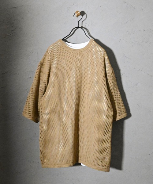 【セール】メッシュニット × 天竺アンサンブル（Tシャツ/カットソー）｜Ritzy（リッツィー）