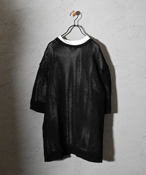 Ritzy(リッツィー)の「メッシュニット × 天竺アンサンブル レディース メンズ(Tシャツ/カットソー・メンズ・チャコール/ベージュ/ブラック・MEDIUM/LARGE/X-LARGE)」の2枚目の写真