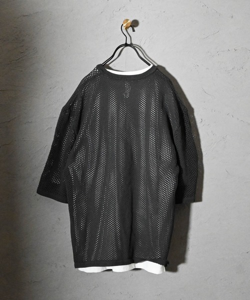 Ritzy(リッツィー)の「メッシュニット × 天竺アンサンブル レディース メンズ(Tシャツ/カットソー・メンズ・チャコール/ベージュ/ブラック・MEDIUM/LARGE/X-LARGE)」の10枚目の写真