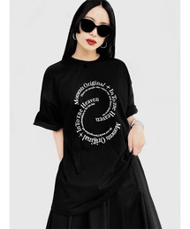 【LVEU.】サークルロゴプリントオーバＴシャツ(Aiselect) / トップス Tシャツ 半袖 オーバー プリント グラフィック ブラック ホワイト
