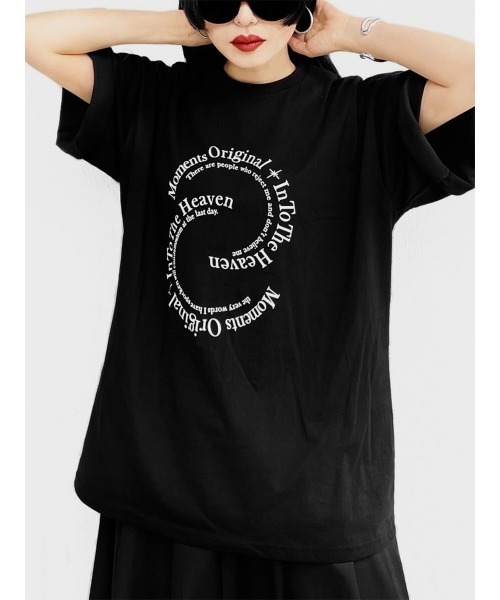 LVEU.（ラブユ.）の「【LVEU.】サークルロゴプリントオーバＴシャツ(Aiselect) / トップス Tシャツ 半袖 オーバー プリント グラフィック ブラック ホワイト（Tシャツ/カットソー・レディース・ホワイト/ブラック・FREE）」の3枚目の写真